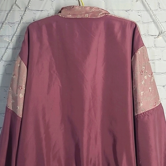 Vintage 90s Silk Exchange 100% Silk Floral Blush Pink Full Zip Jacket Womens  XL - Picture 16 of 17